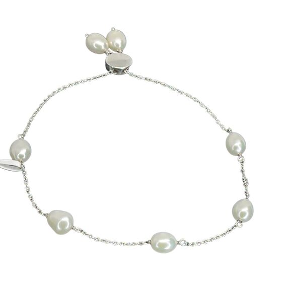 Sterling Silver Pearl(6mm) Bolo Bracelet Luxury Trendy Stunning Fashion Chic NEW - Picture 13 of 13